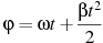 описание: varphi = omega t + frac{{eta t^2 }}{2}