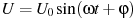 описание: u = u_0 sin (omega t + varphi )