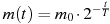 описание: m(t) = m_0 cdot 2^{-frac{t}{t}}