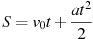 описание: s = v_0 t + frac{{at^2 }}{2}