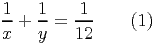 1-+ 1-= 1-- (1) x y 12